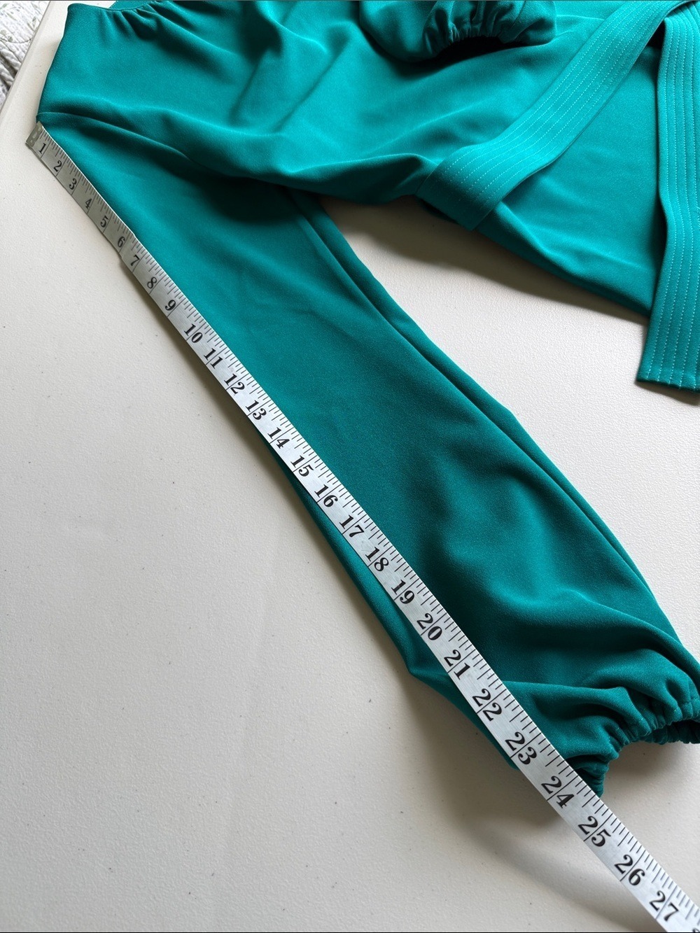 P.A.R.O.S.H. Italian Designer Gathered Tie-Waist Blouse Emerald Teal Green Sz S - Picture 15 of 17